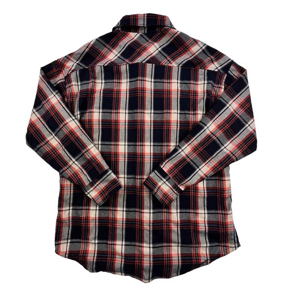 MNML Plaid Flannel Shirt Mens Small Double Pockets Button Up Outdoor Stretch - Picture 9 of 13